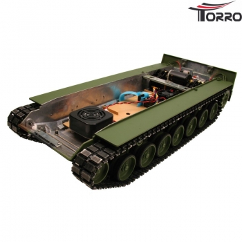 Lackierte Metallunterwanne Leopard 2A6 mit Getriebe und Elektronic etc.