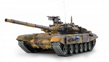 Russischer Kampfpanzer T-90 Professional Line 2,4 GHz R&S IR/BB Version Metallgetriebe Metall-Treib/Leiträder Metalllaufrollen Metallketten Holzbox