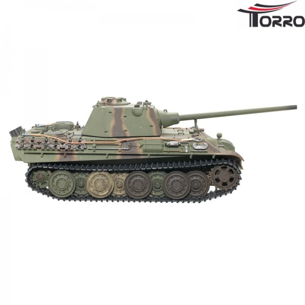 Panther F Profi Metallausführung IR Version Grün/Tarn Torro Panzer mit Holzkiste